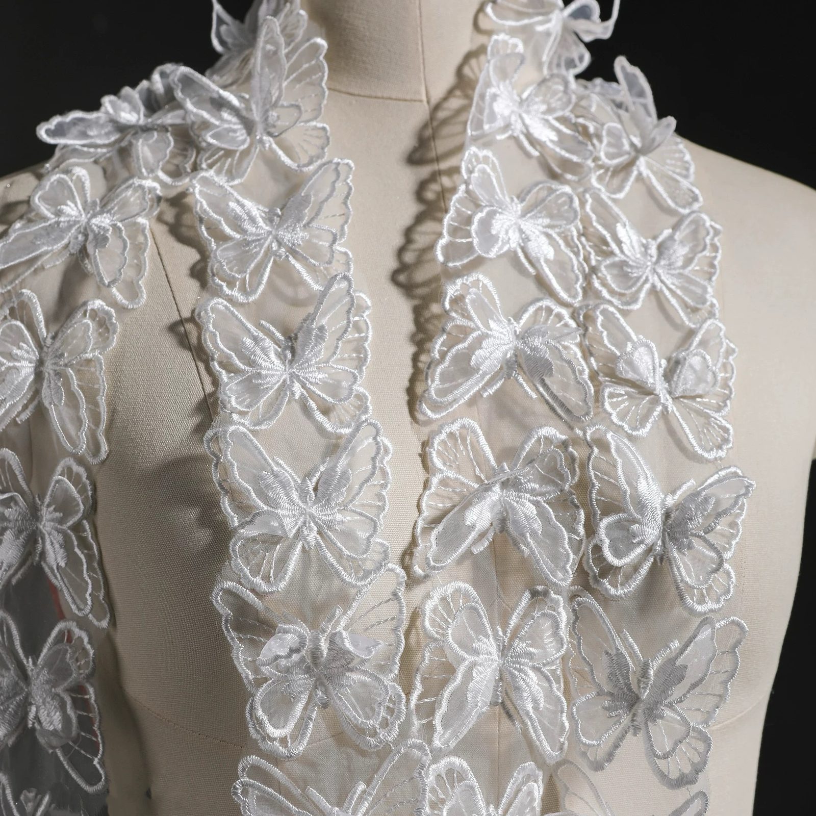 3D embroidered butterfly lace appliqué